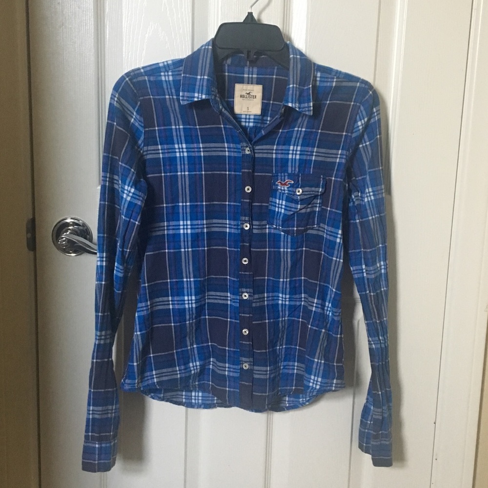 Blue Hollister Plaid Top